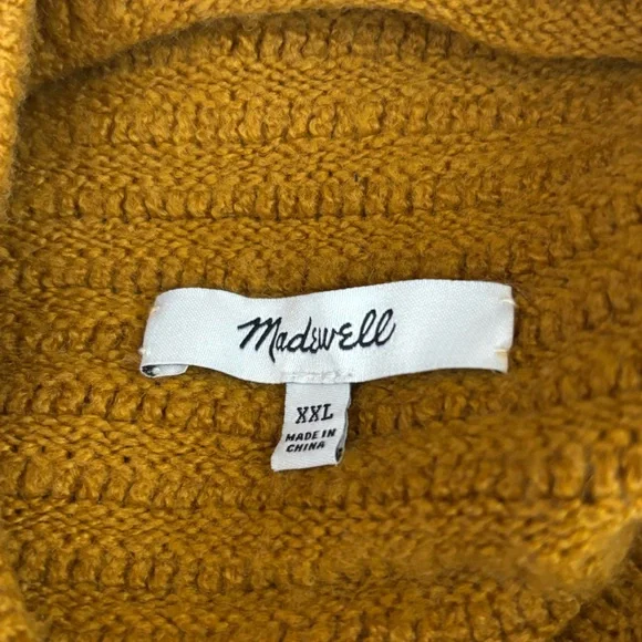 Madewell Belmont Mock Neck Sweater Golden Harvest XXL - Wool Blend Chunky Knit - Picture 6 of 10